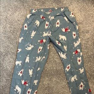 Hollister Blue and Red Pajama Bottoms with Festive Polar Bear Print